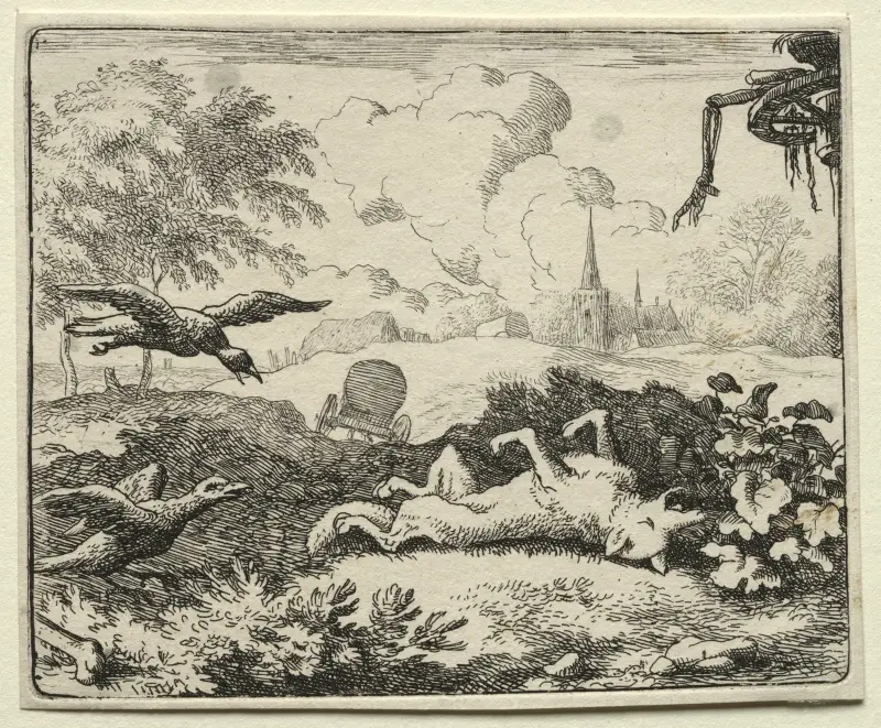 Reynard Feigns Death av Allaert van Everdingen