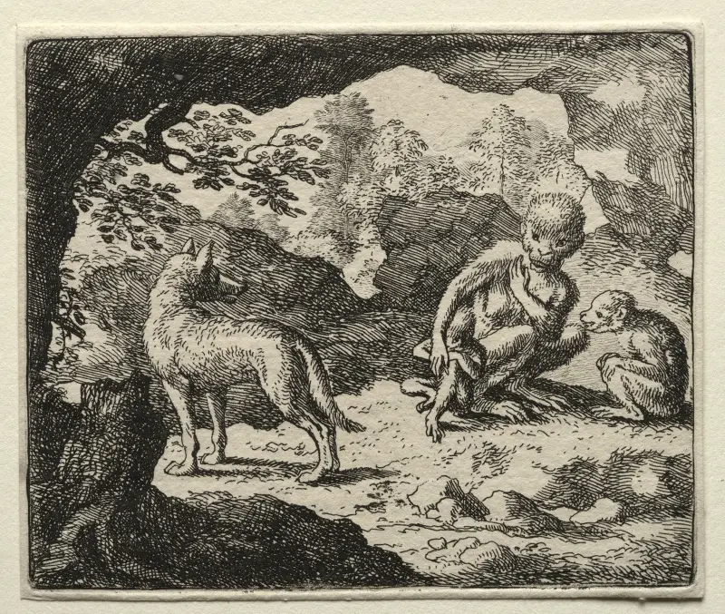 Der Wolf in der Höhle des Affen von Allaert van Everdingen
