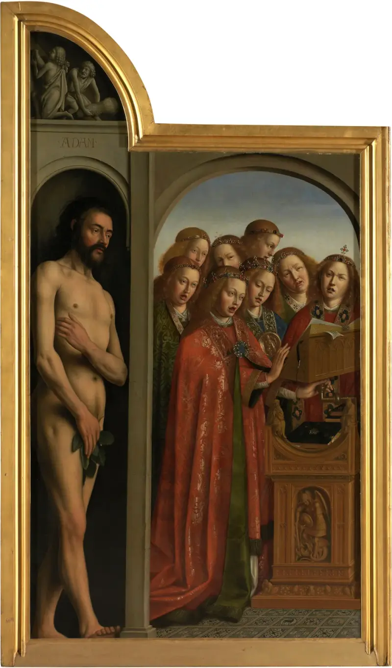 Adam und singende Engel von Jan van Eyck