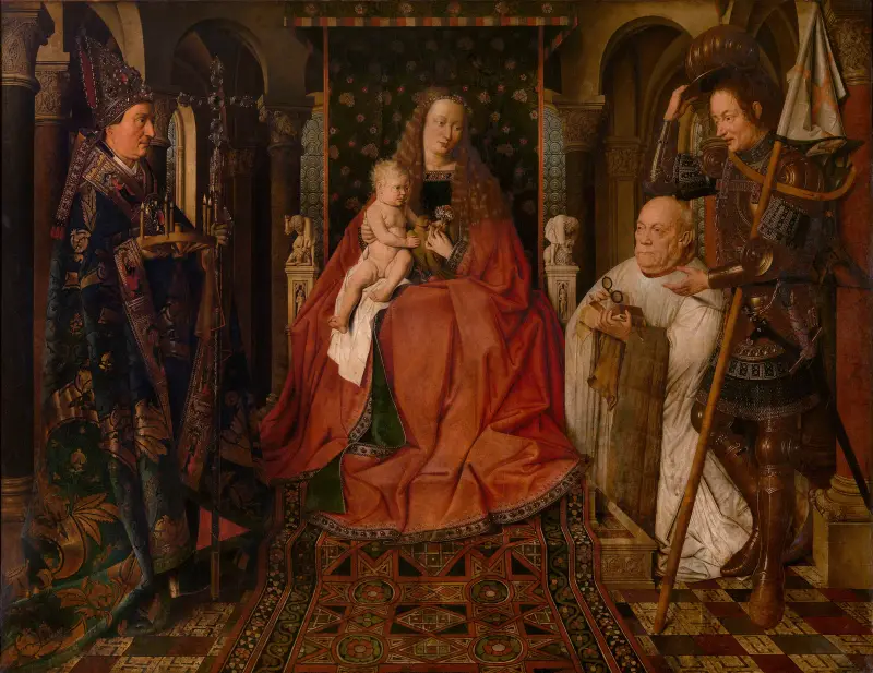 Madonna Surrounded by Saint George, Saint Donatianus of Reims and the Donor Canon Van der Paele av Jan van Eyck