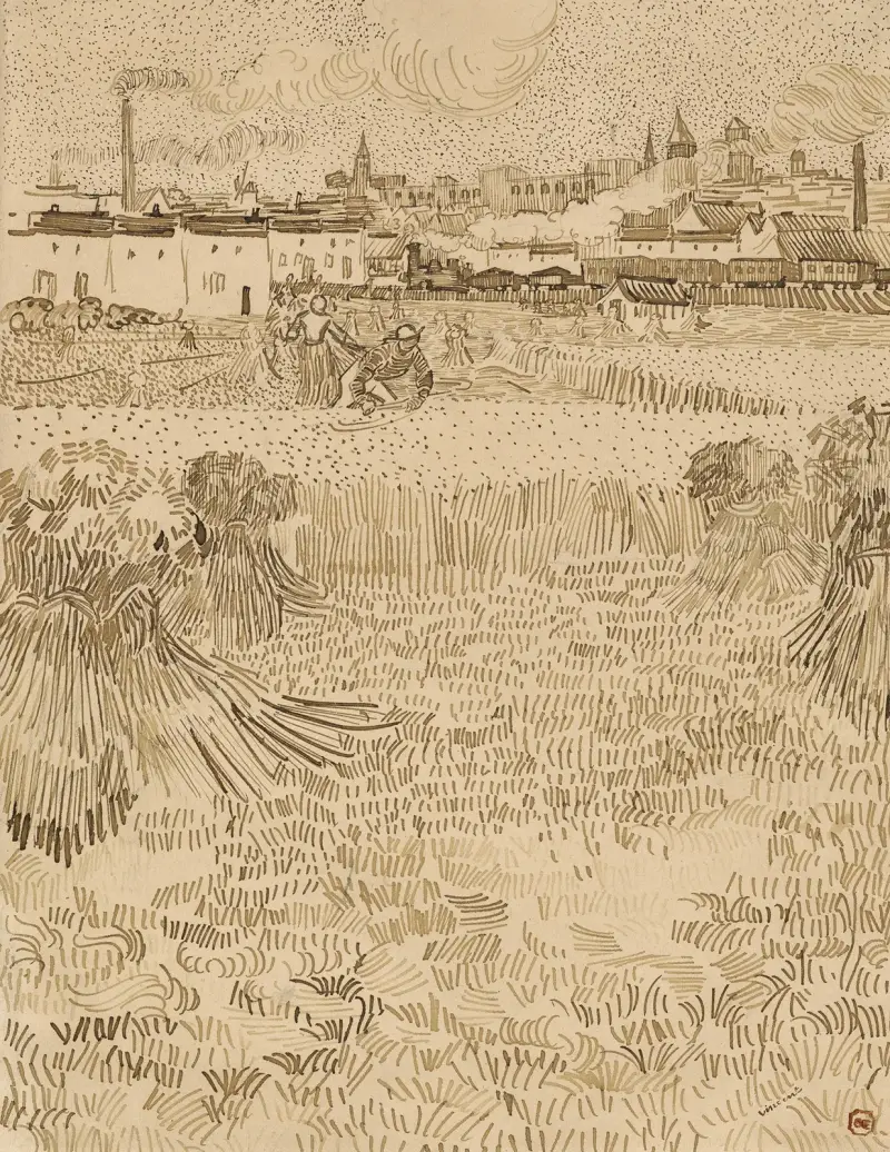 Arles; Blick über die Weizenfelder von Vincent van Gogh