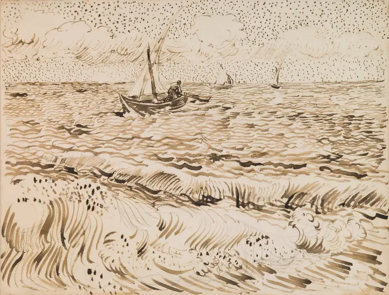 Fishing Boats at Saintes-Maries-de-la-Mer av Vincent van Gogh