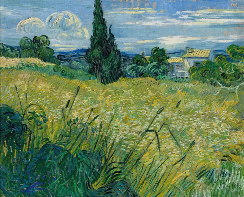 Grünes Weizenfeld mit Zypresse von Vincent van Gogh