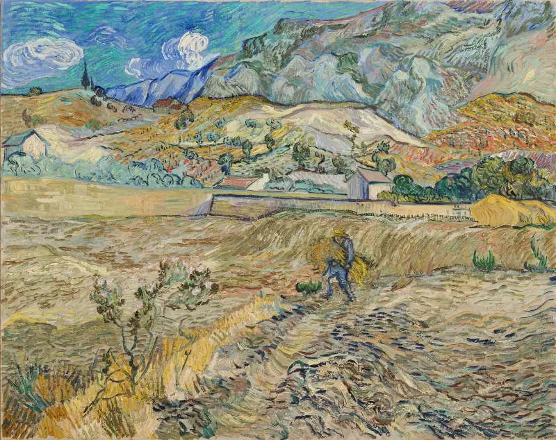 Landscape at Saint-Rémy (Enclosed Field with Peasant) av Vincent van Gogh