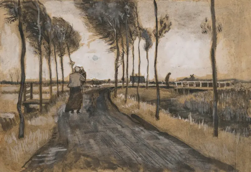Landschap met Lopende Vrouw av Vincent van Gogh