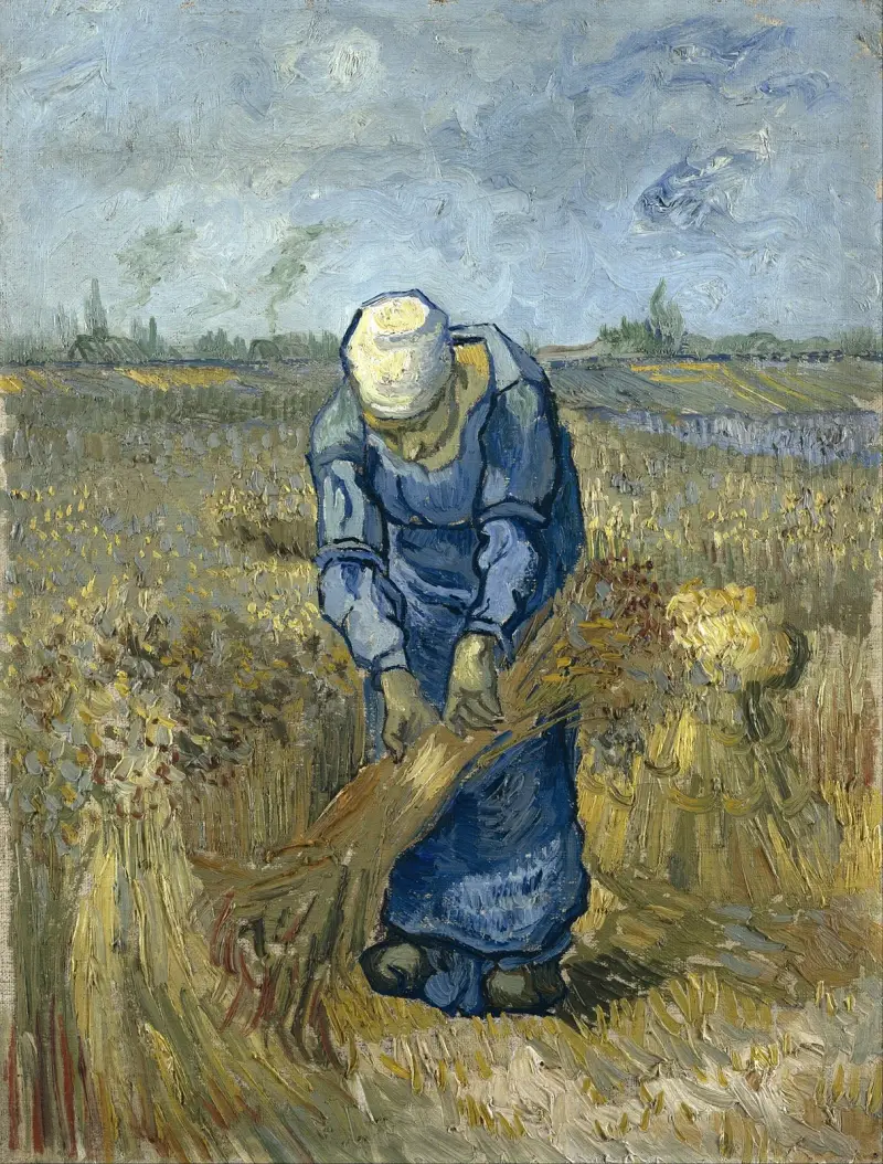 Peasant Woman Binding Sheaves (After Millet) av Vincent van Gogh