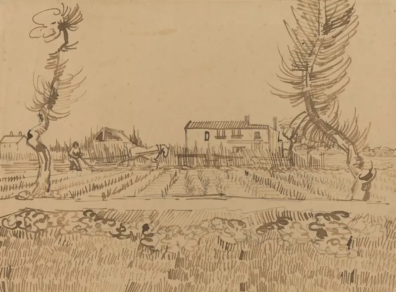 Ploughman in the Fields near Arles av Vincent van Gogh