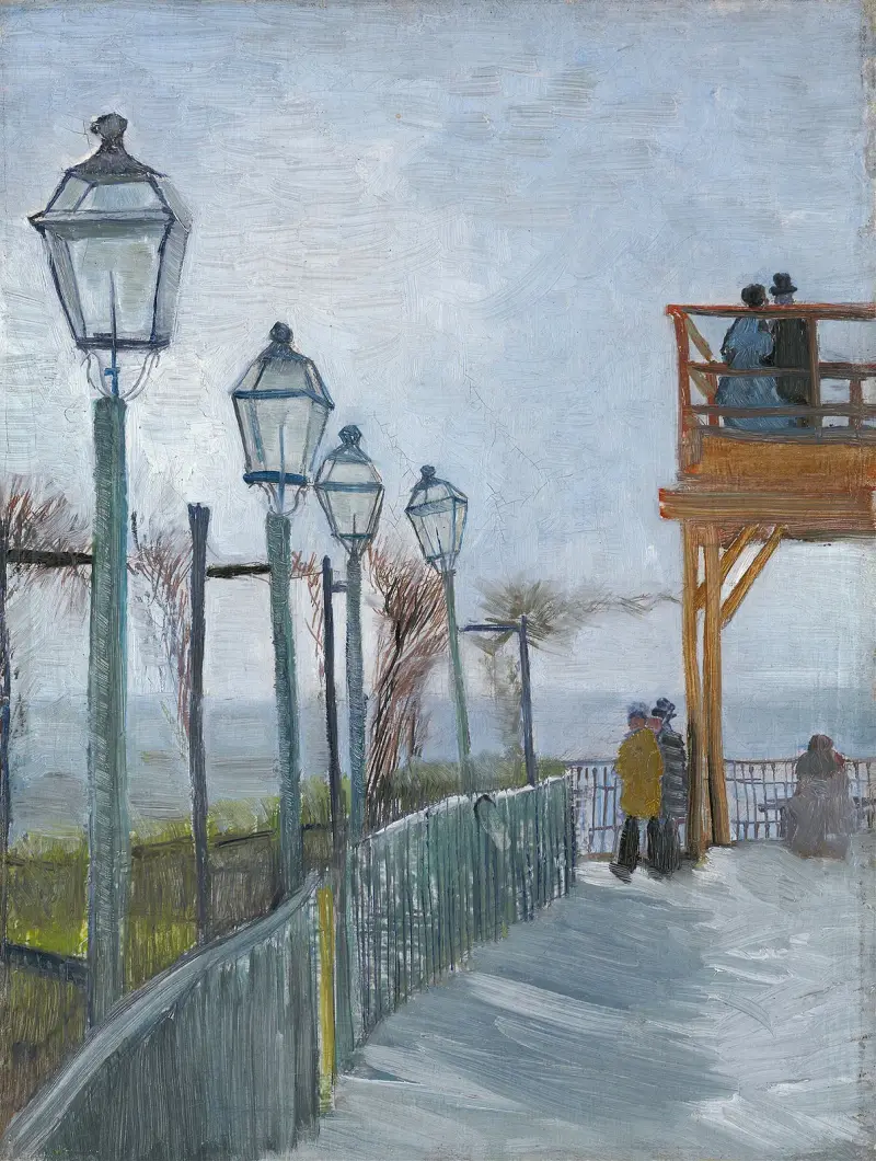 Terrace and Observation Deck at the Moulin de Blute-Fin, Montmartre av Vincent van Gogh