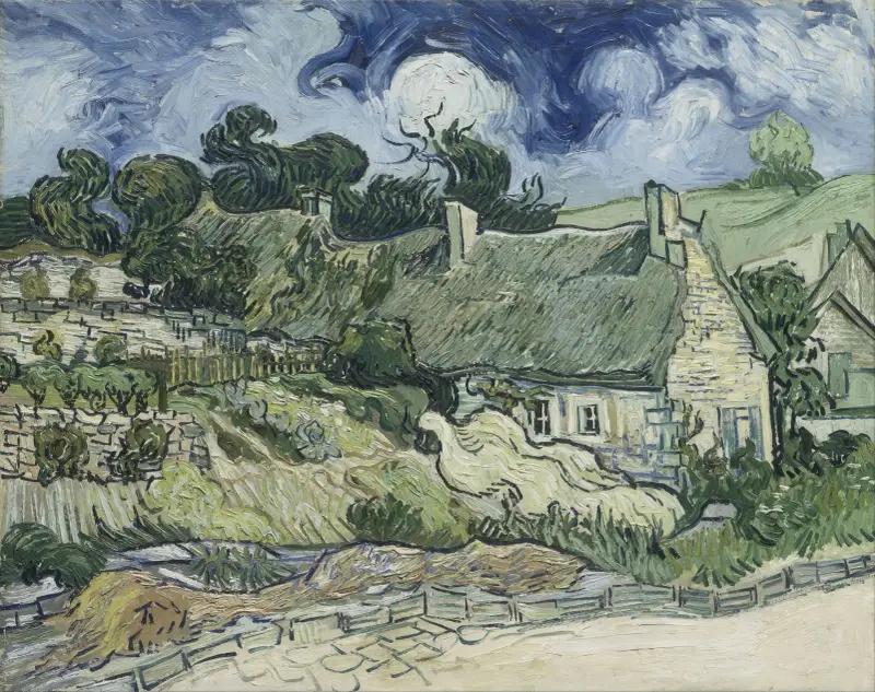 Thatched Cottages at Cordeville av Vincent van Gogh