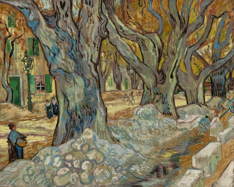 Wielkie platany (Robotnicy drogowi w Saint-Rémy), Vincent van Gogh