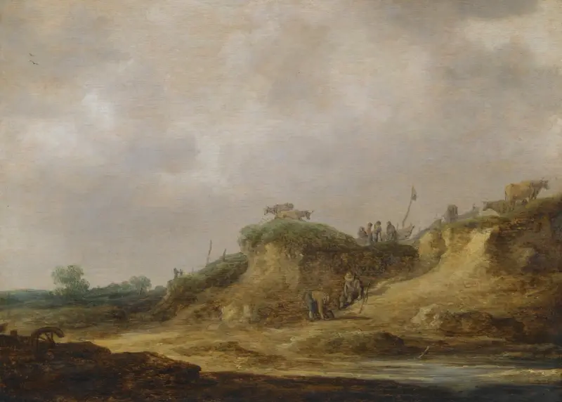 Dynlandskap med boskapsvaktande herdar av Jan van Goyen