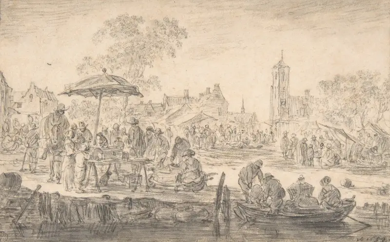 En marknad av Jan van Goyen