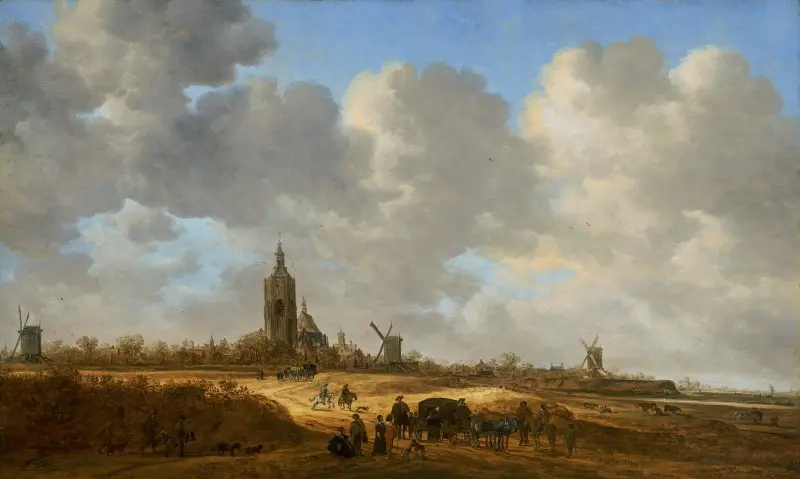 Rozległy widok na Hagę z Grote Kerk w oddali, Jan van Goyen