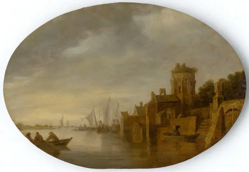 Båtar i hamn av Jan van Goyen