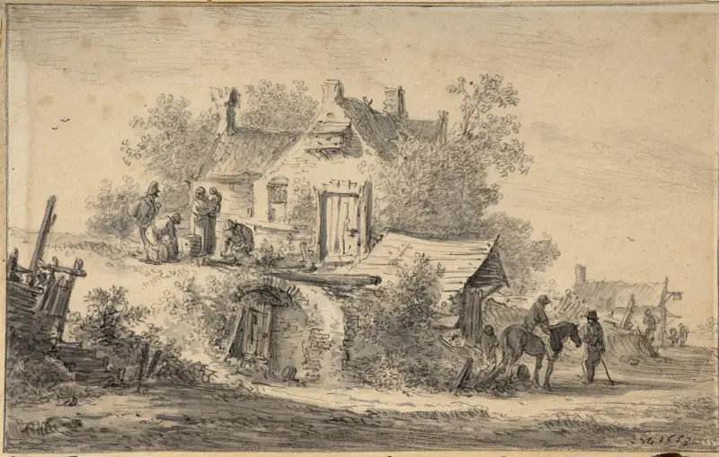 Ryttare vid en lantkrog av Jan van Goyen