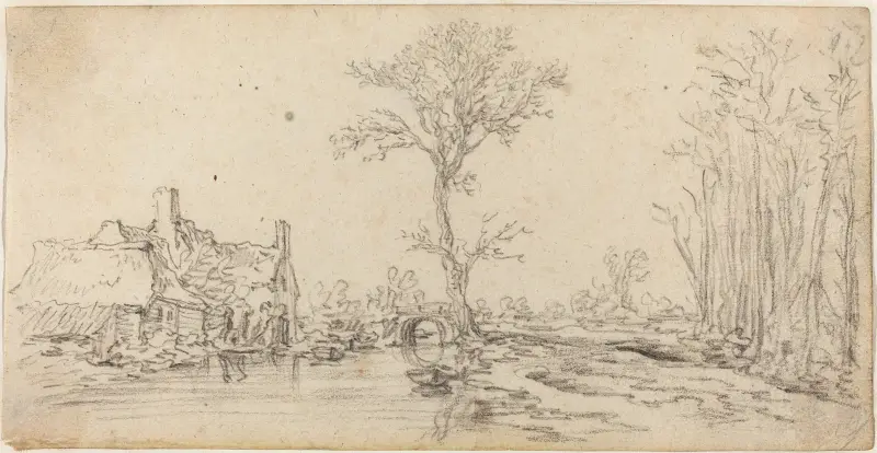 Stuga vid en flod av Jan van Goyen
