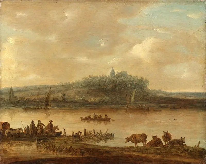 Gezicht op de Rijn en de Elterberg av Jan van Goyen