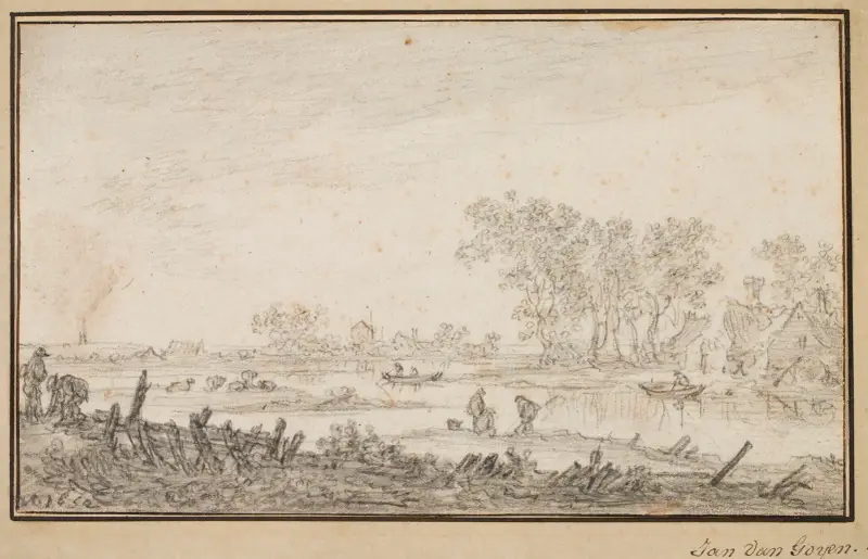Flodlandskap med fiskare av Jan van Goyen