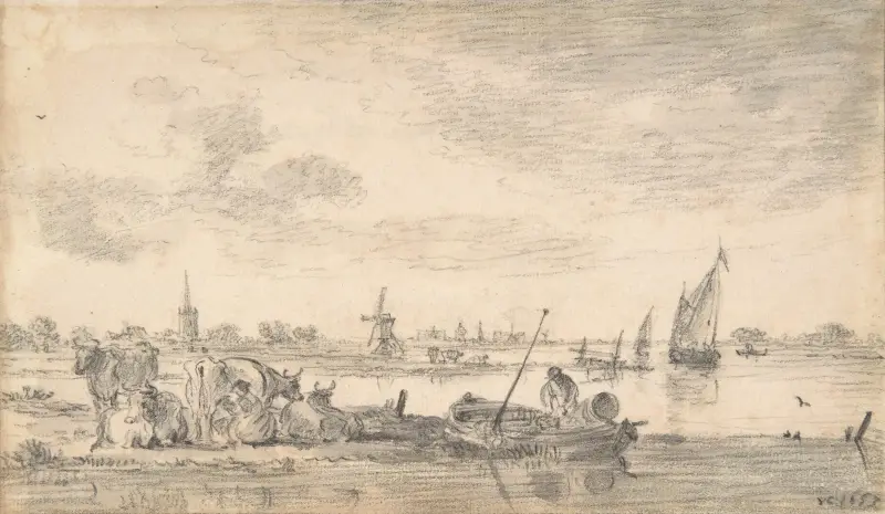 Flodlandskap med kor av Jan van Goyen