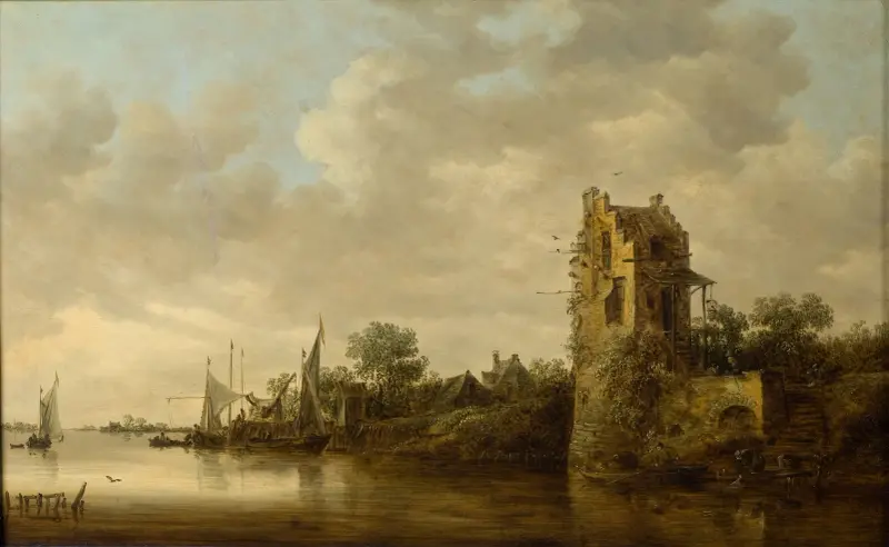 Flodstrand med gammalt torn av Jan van Goyen