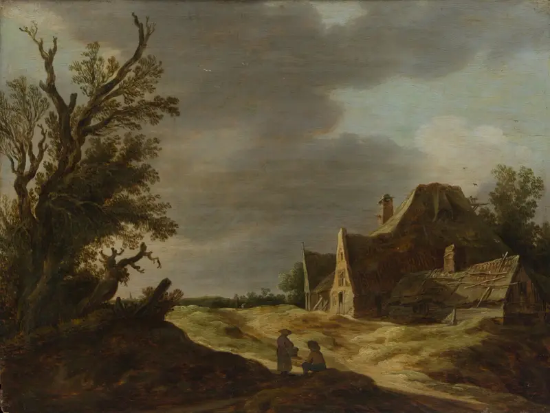 Sandig väg med bondgård av Jan van Goyen