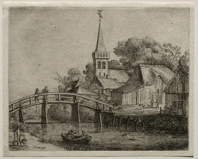 Träbron av Jan van Goyen