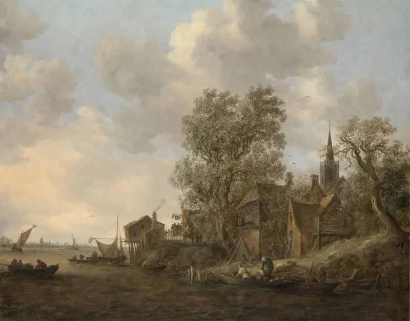 View of a Town on a River av Jan van Goyen