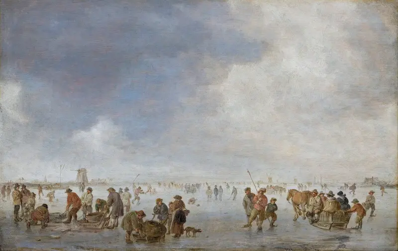 Vinterscen på isen av Jan van Goyen