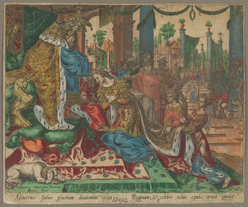 Ester korunovaná Ahasverem, 1564 – č. 2, Maarten Van Heemskerck
