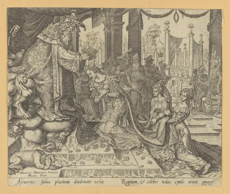 Esther wird von Ahasverus gekrönt von Maarten Van Heemskerck