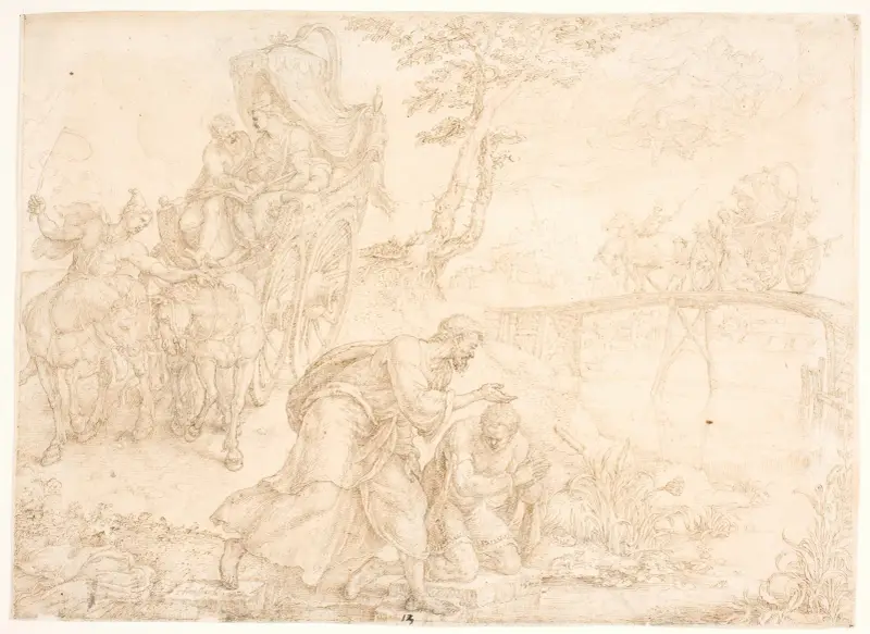 Filippos döper etiopiernas drottning Kandakes skattmästare av Maarten Van Heemskerck