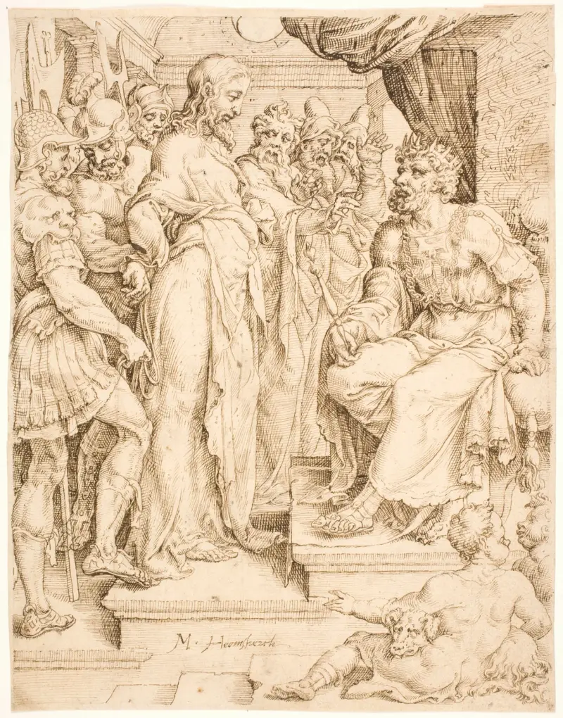 Kristus for Herodes av Maarten Van Heemskerck