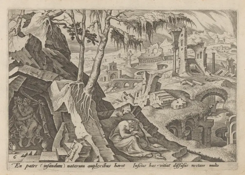 Lot och hans döttrar av Maarten Van Heemskerck