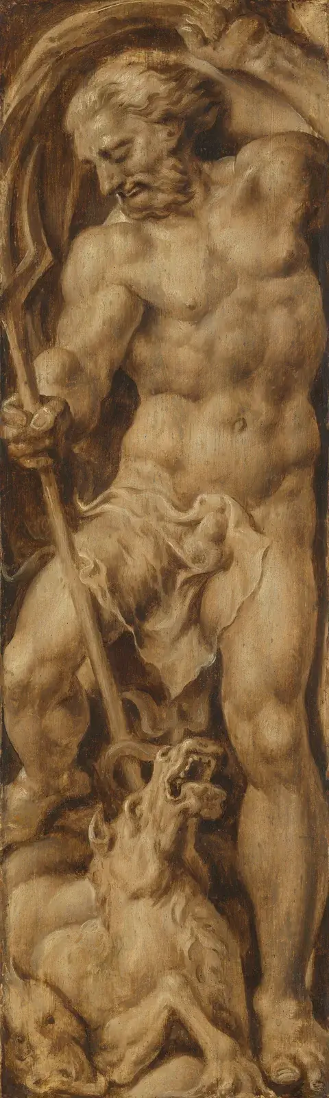 Neptunus som stöter en sjöhäst av Maarten Van Heemskerck