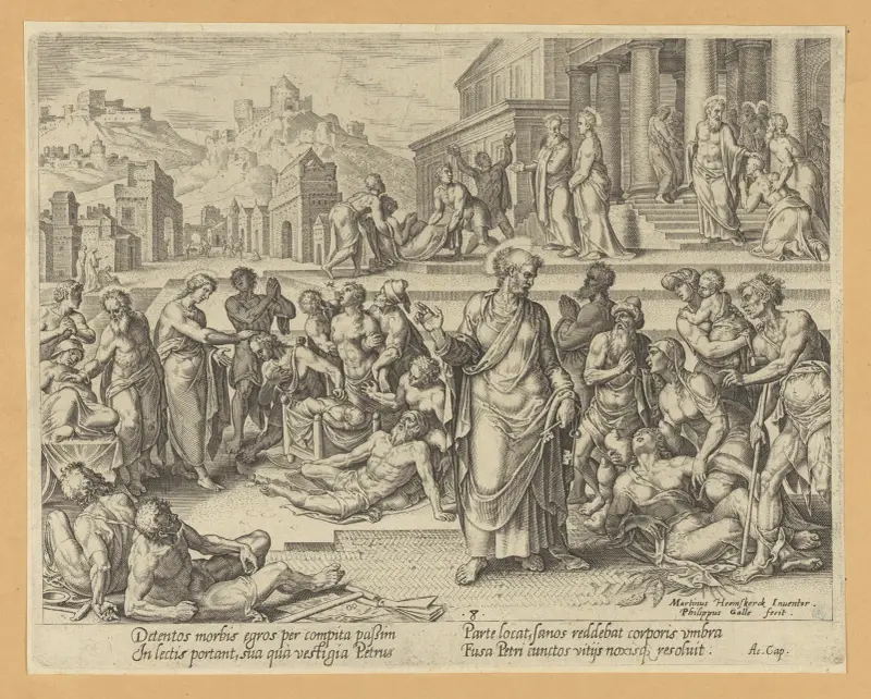 Petrus botar sjuka med sin skugga av Maarten Van Heemskerck