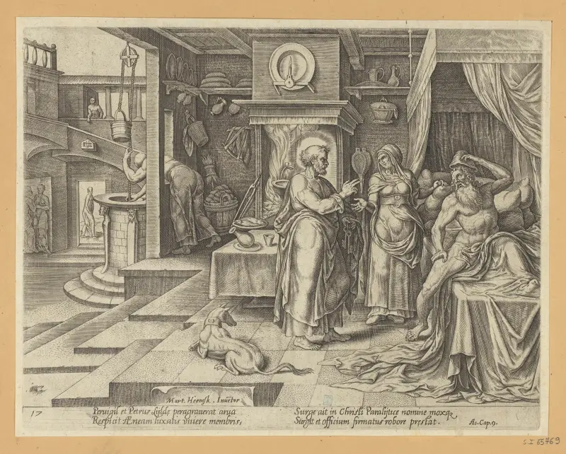 St Peter Healing Aeneas at Lydda av Maarten Van Heemskerck