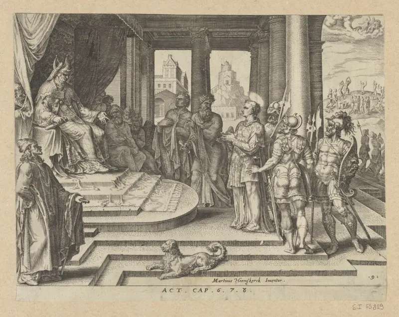 St Stephen Before The High Priest and The Council – nr 2 av Maarten Van Heemskerck