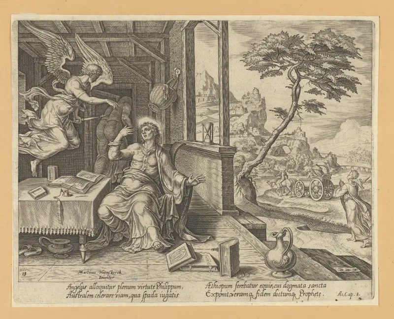 The Angel Appearing to St Philip av Maarten Van Heemskerck