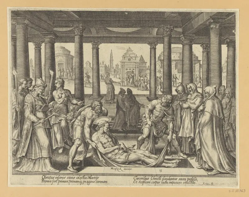 The Burial of St Stephen av Maarten Van Heemskerck