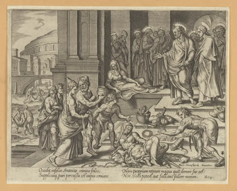 The Death of Sapphira av Maarten Van Heemskerck