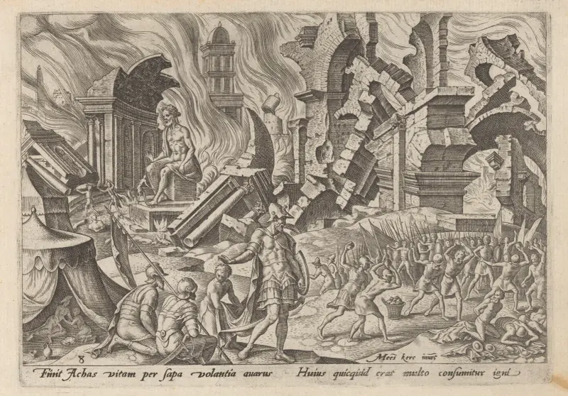 Die Zerstörung von Ai und die Steinigung Achans von Maarten Van Heemskerck