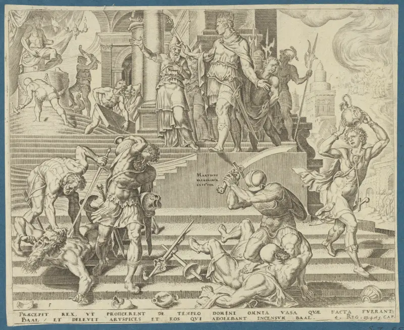 Die Zerstörung des Baaltempels und die Ermordung seiner Priester von Maarten Van Heemskerck