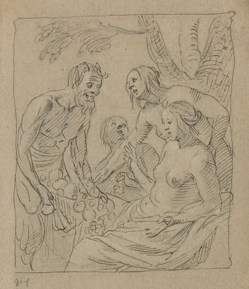 Diana och två nymfer tar emot gåvor från en satyr av Gerard van Honthorst
