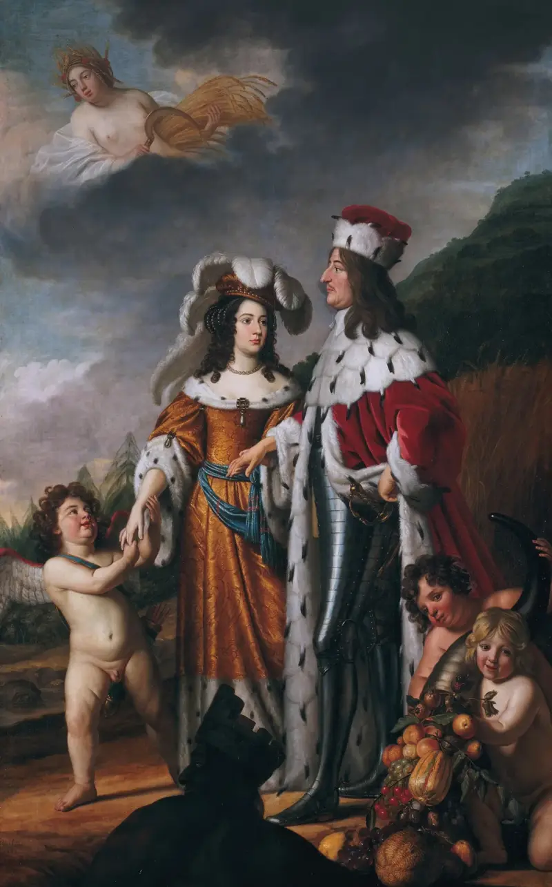 Louise Henriette führt Friedrich Wilhelm, Kurfürst von Brandenburg, zu ihren Eltern von Gerard van Honthorst