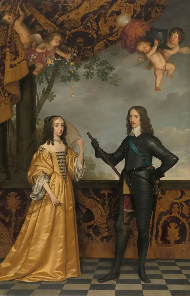 Portrait of Willem II (1626-1650), Prince of Orange, and his Wife Mary Stuart (1631-1660) av Gerard van Honthorst
