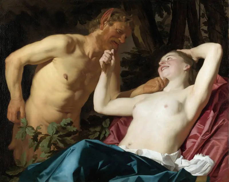 Satyr a nymfa, Gerard van Honthorst