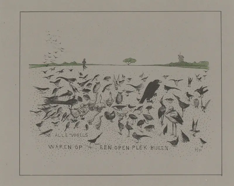 Alle vogels waren op een open plek bijeen von Theo van Hoytema