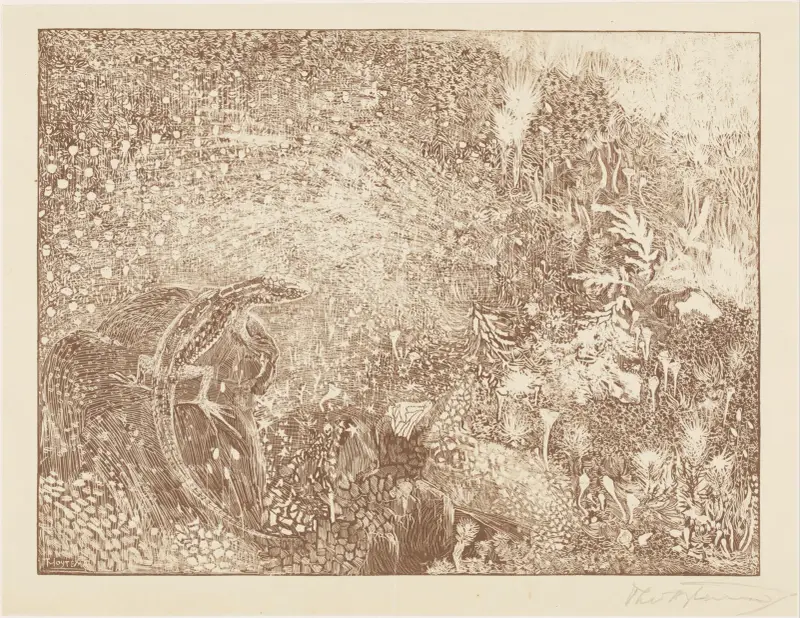 Ještěrka na kameni, 1878 – č. 1, Theo van Hoytema