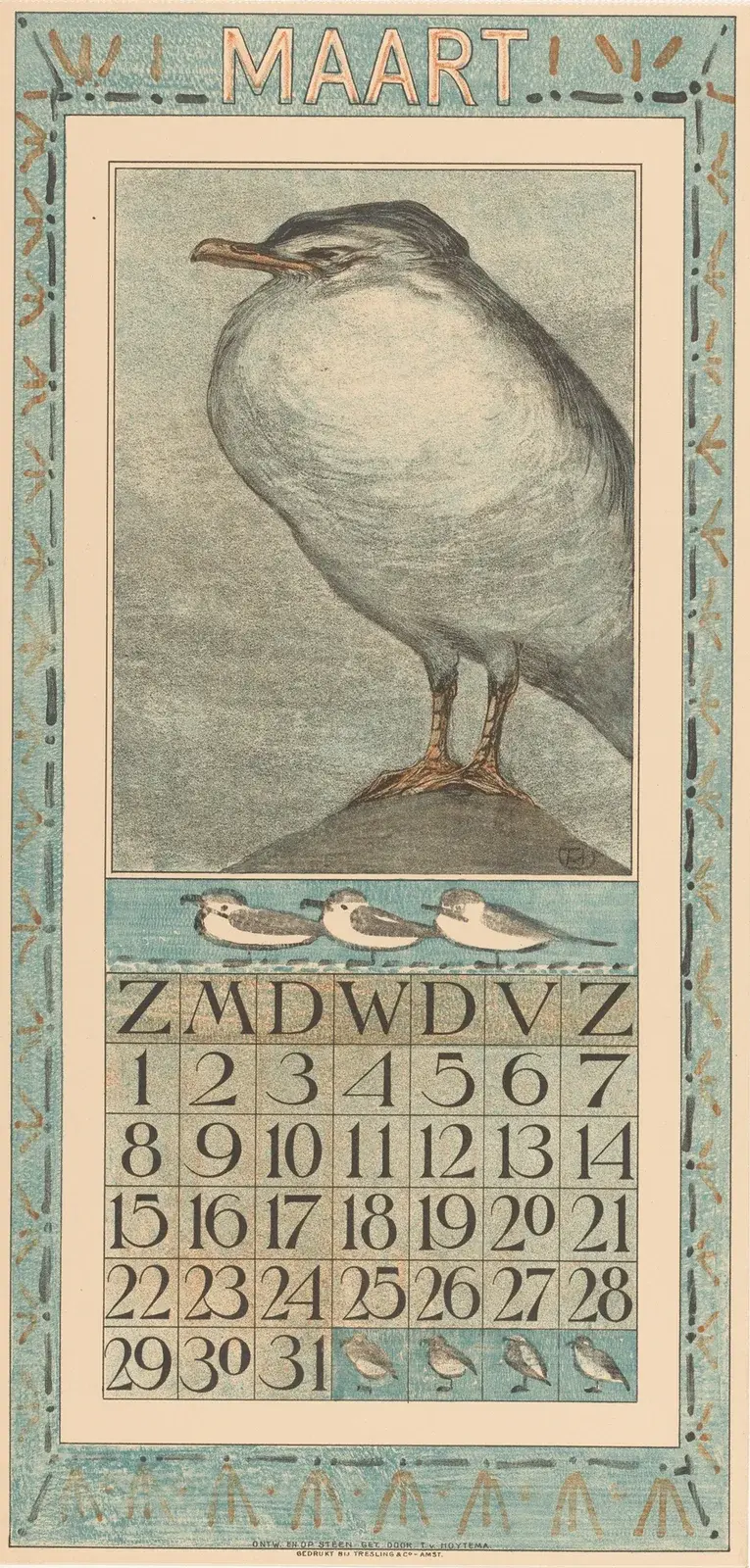 Kalenderblatt April mit Brachvogel von Theo van Hoytema