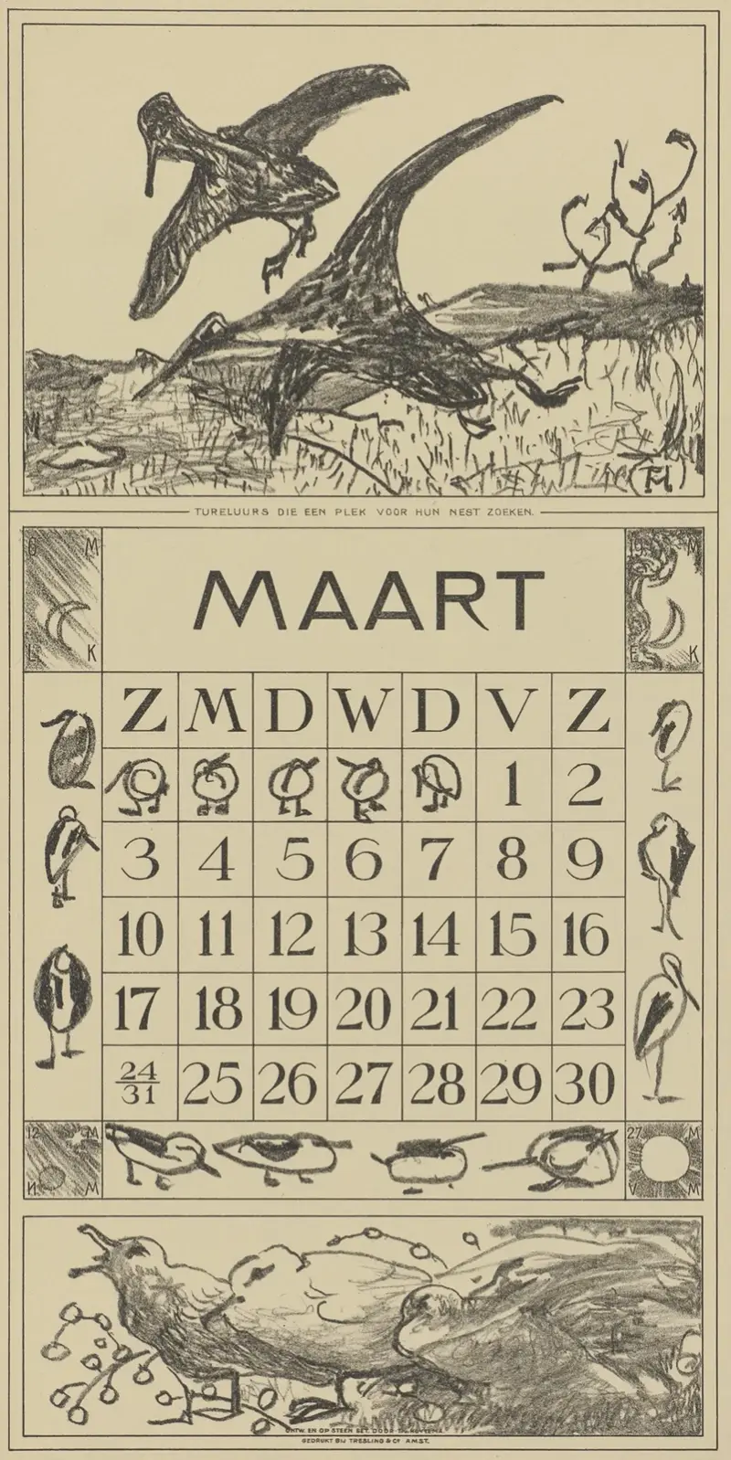 Kalenderblad mars med rödbenor av Theo van Hoytema